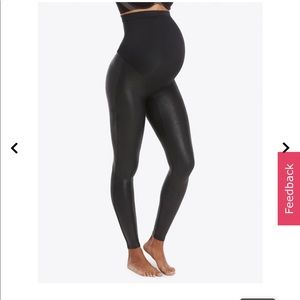 Maternity spank faux leather leggings